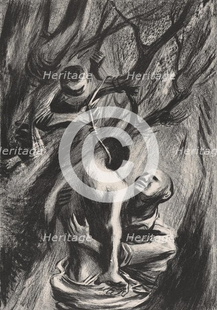 Three Men and a Tree, 1940. Creator: Joe Jones.