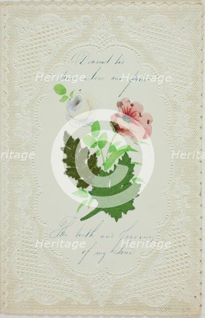 Dearest 'Tis Time Alone (valentine), c. 1840. Creator: George Meek.