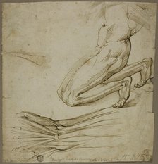 Anatomical Study and Sketch of Kneeling Figure, n.d. Creator: Unknown.