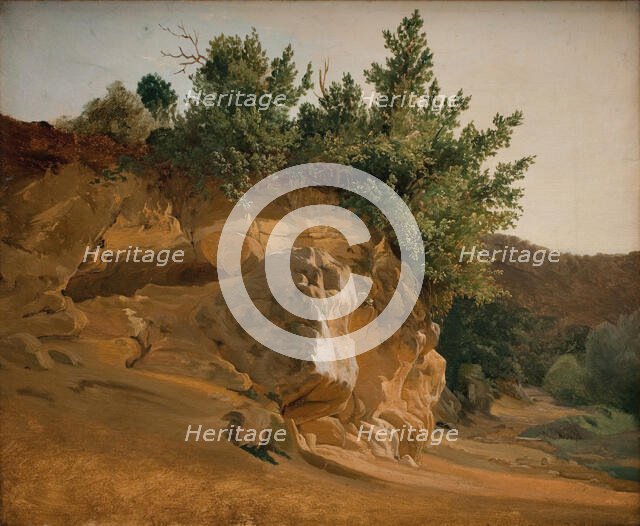 Italian Mountain Landscape with Overgrown Rock, probably near Olevano, 1832-1835. Creator: Ernst Christian Frederik Petzholdt.