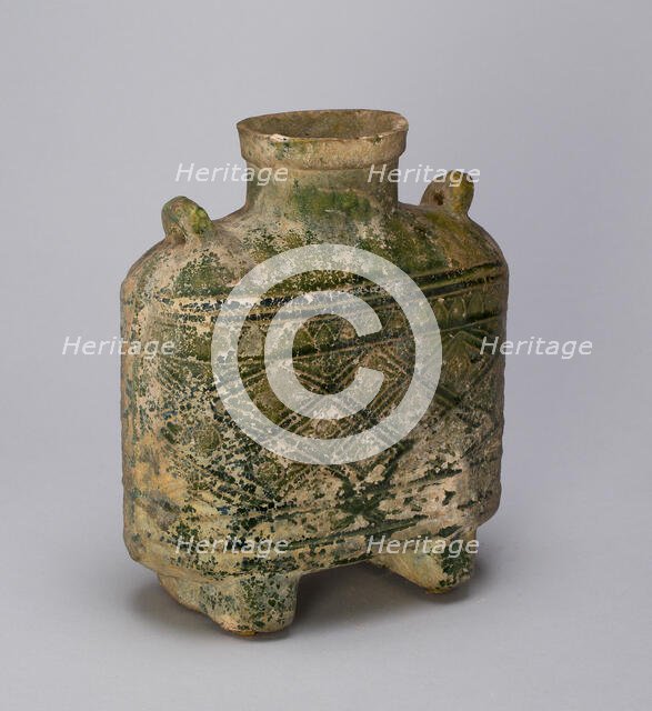Rectangular Bottle with Loop Handles, Eastern Han dynasty (A.D. 25-220). Creator: Unknown.