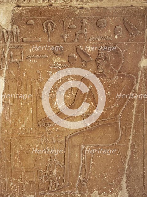 Deceased making an offering to the gods, Necropolis of Saqqara, Egypt, 2015. Creator: Unknown.