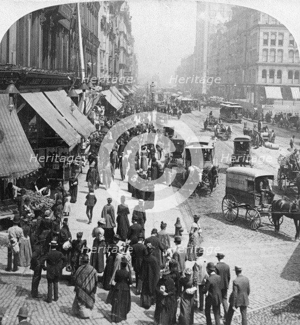 A street scene in Chicago, Illinois, USA, 1896.Artist: Underwood & Underwood
