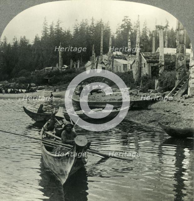 'In the Land of the Totem Poles - The Indian Village of Kassan, Alaska', c1930s. Creator: Unknown.