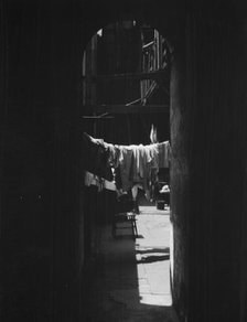 Courtyard with hanging laundry, New Orleans, between 1920 and 1926. Creator: Arnold Genthe.