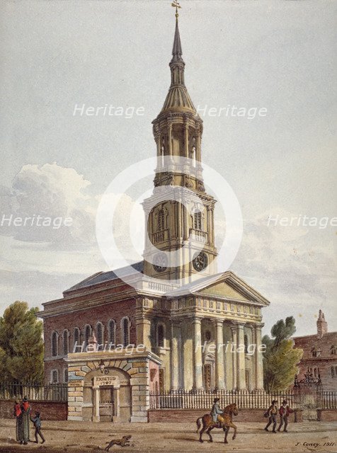 St Leonard's Church, Shoreditch, London, 1811. Artist: John Coney