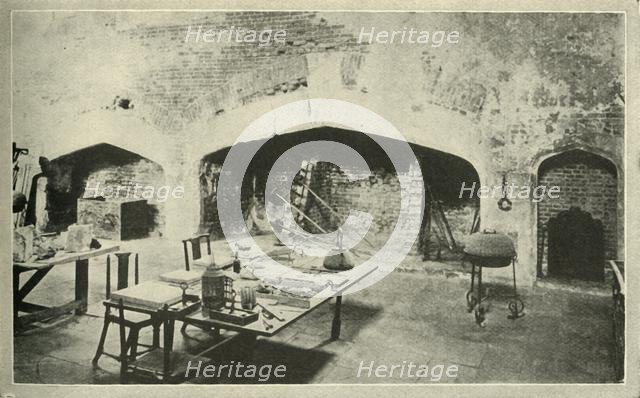 'Hampton Court Palace - part of the palace kitchen which is kept exactly as it was in Wolsey's time' Creator: Unknown.