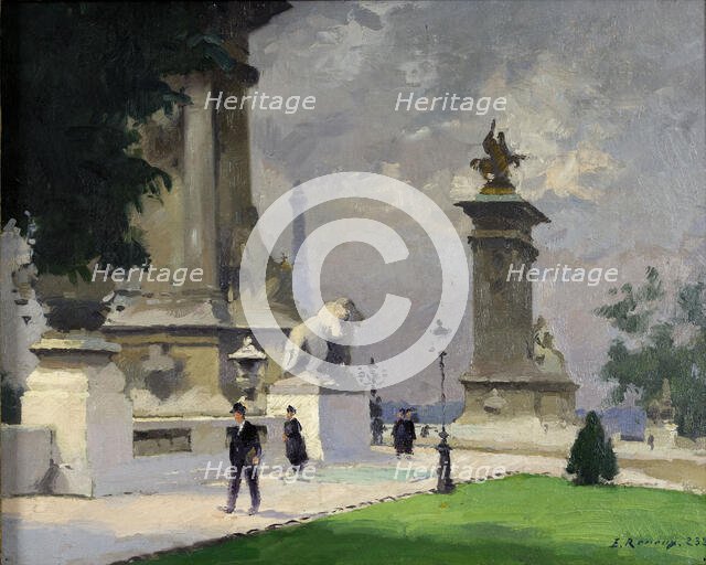 L'Entrée du Pont Alexandre III, 1920. Creator: Jules Ernest Renoux.