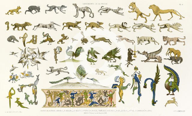 'Animaux de la Perse Sassanide ... ', 1880.  Creators: Adalbert de Beaumont, Eugène-Victor Collinot.