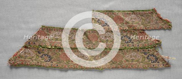 Three Strips Pieced Together, 1700s - 1800s. Creator: Unknown.