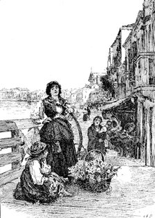 "On the Riva of the Giudecca, Venice", H. Woods, A.R.A. - Royal Academy, 1890.  Creator: Carl Hentschel.