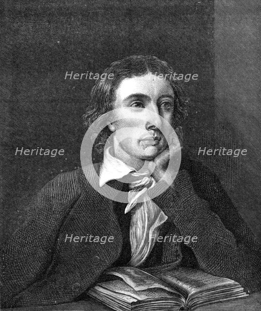 John Keats, painted by W. Hilton, R.A. in the National Portrait Gallery, 1872. Creator: Unknown.