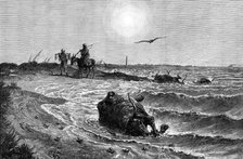 The Cholera in Egypt: its source and cause - scene on the shore at Damietta..., 1883. Creator: Unknown.