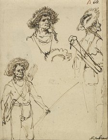 Three studies of an archer. Creator: Rembrandt Harmensz van Rijn.