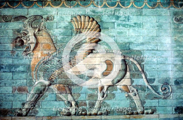 Griffin-lion relief in glazed brickwork, Achaemenid Period, Ancient Persia, 530-330 BC. Artist: Unknown