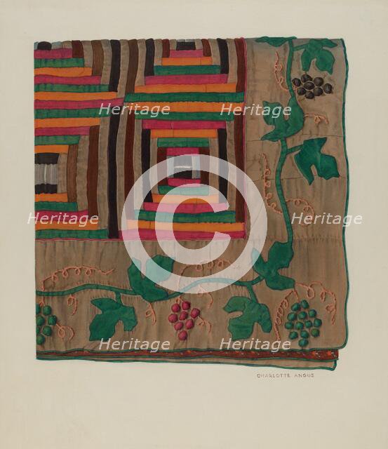 Log Cabin Quilt, 1935/1942. Creator: Charlotte Angus.