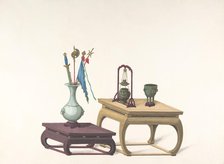 Two Low Tables with Ornamental Objects, 19th century. Creator: Anon.