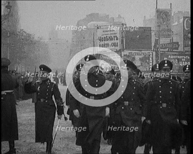 Troops Marching past Boris III King of Bulgaria and Saluting, 1929. Creator: British Pathe Ltd.