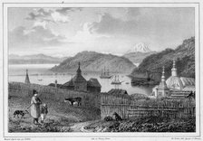 View of the port of St Peter and St Paul, Kamchatka, 19th century. Creators: Friedrich Heinrich Kittlitz, Edouard Jean Marie Hostein.
