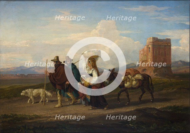 'Landscape with figures and ruin', 1837. Artist: Penry Williams.