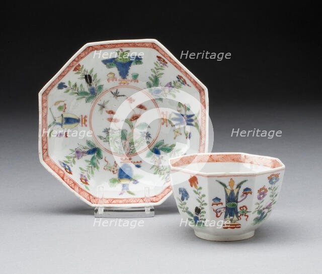 Tea Bowl and Saucer, Worcester, c. 1755. Creator: Royal Worcester.