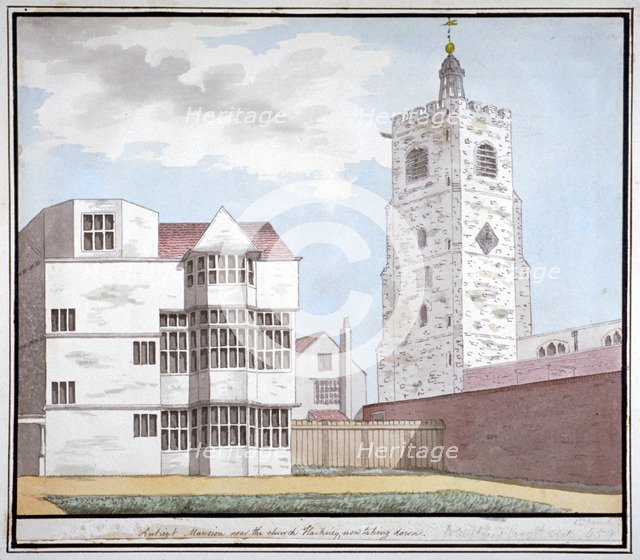 An ancient mansion near the church, Hackney, London, c1790.                 Artist: Anon
