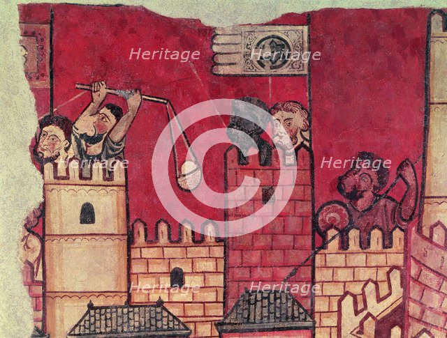 Arabs of the city of Majorca defending themselves from the assault and siege of the troops of Kin…