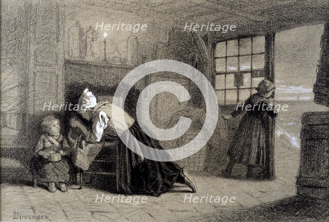 Mother and Children, c1850. Creator: Theophile Emmanuel Duverger.