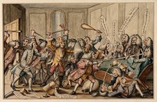 A fight between the Fellows of the Royal College of Physicians and the licentiates of Sco...in 1767. Creator: Unknown.