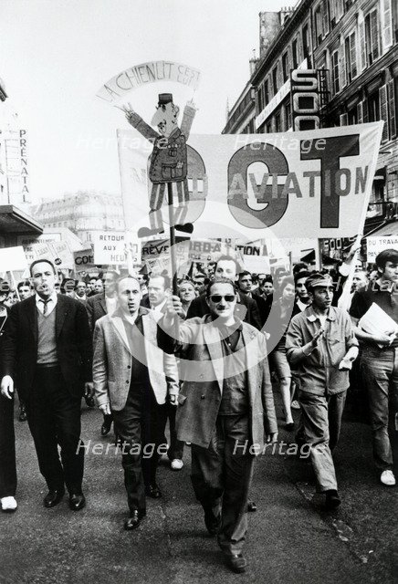 Trade union march, Paris, 1968.  Artist: Anon