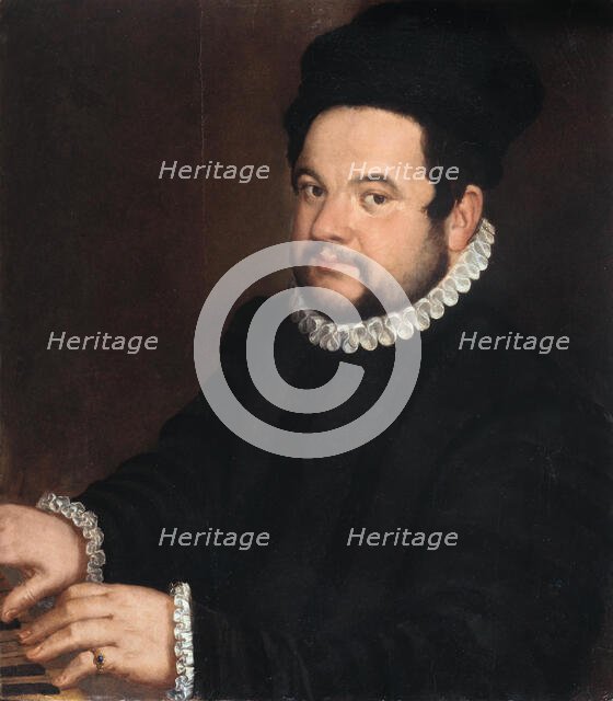Portrait of a musician at a harpsichord, 1560-1570s. Creator: Campi; Vincenzo (1536-1591).