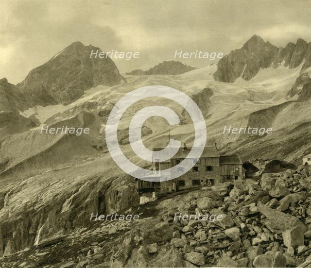 The Plauener Hütte and glacier, Zillergrund, Tyrol, Austria, c1935.  Creator: Unknown.