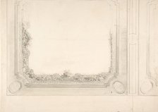 Partial design for a ceiling to be painted with a trompe l'oeil iron railing and roses, 2nd half 19t Creators: Jules-Edmond-Charles Lachaise, Eugène-Pierre Gourdet.