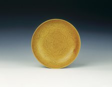 Yellow glazed dish, Late Ming dynasty, China, 17th century. Artist: Unknown