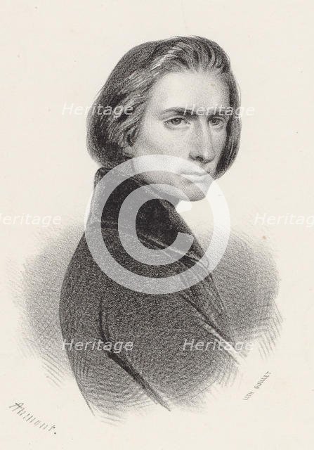 Portrait of the Composer Franz Liszt (1811-1886). Creator: Aumont, Pierre-Hippolyte (?-1865).