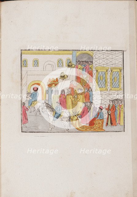 The wedding ceremony of Tsar Mikhail Feodorovich and Yevdokiya Lukyanovna, 1810. Artist: Anonymous master  