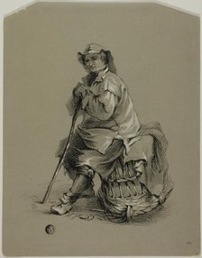 Fisherman Seated on Lobster Pot, 19th century. Creator: Eugene Blery.