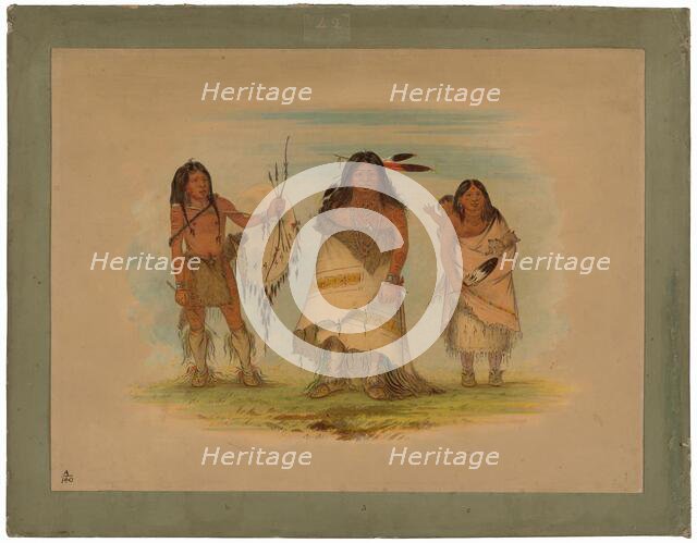 Camanchee Chief, His Wife, and a Warrior, 1861. Creator: George Catlin.