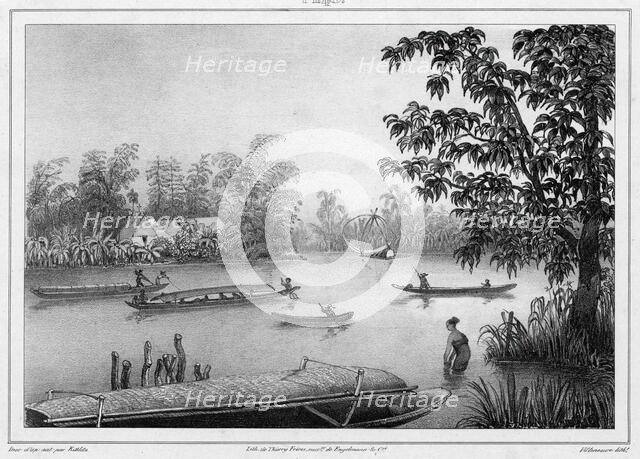 View of the Pasig River in Luzon Island, Philippine Islands, 19th century. Creators: Friedrich Heinrich Kittlitz, Godefroy Engelmann.