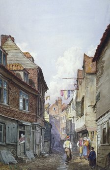 View of figures in Glean Alley, Bermondsey, London, c1825. Artist: W Barker