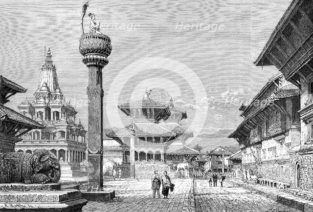 Temples at Patan, Nepal, 1895.Artist: Armand Kohl