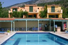 Holiday apartments and swimming pool, Lourdas, Kefalonia, Greece.