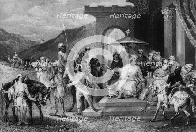 'He wrote in King Ahasuerus' name, and sent letters by posts on horseback', Creator: William Holl.