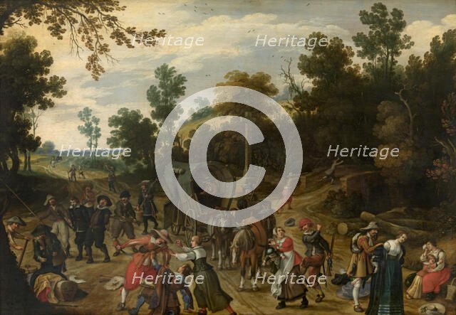 Landscape with Travellers Attacked by Robbers, c1600-1640. Creator: Sebastian Vrancx.