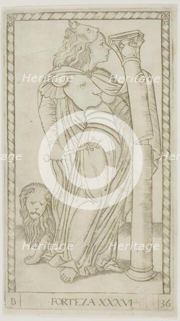 Fortitude, plate 36 from Genii and Virtues, c.1465. Creator: Unknown.