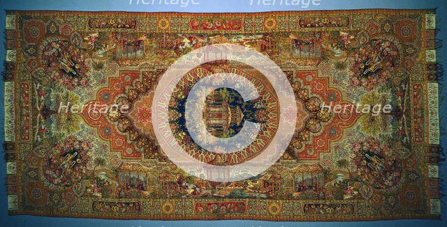 Shawl with Genre Scenes, 1875-1899. Creator: Unknown.