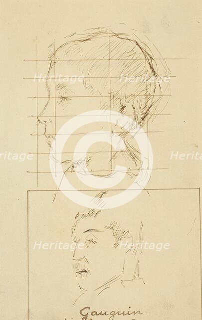 Heads of a Boy and a Man (Self-Portrait?) [verso], 1884-1888. Creator: Paul Gauguin.