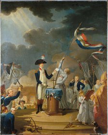 The Oath of Lafayette, at the Fete de la Federation, July 14, 1790, 1791. Creator: Jacques-Louis David.