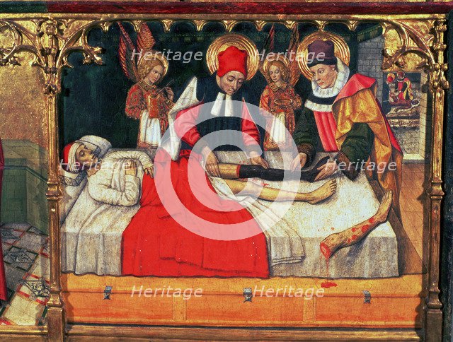 Altarpiece of the Saints Abdon and Senen, detail of the operation of the joint of the leg of an E…