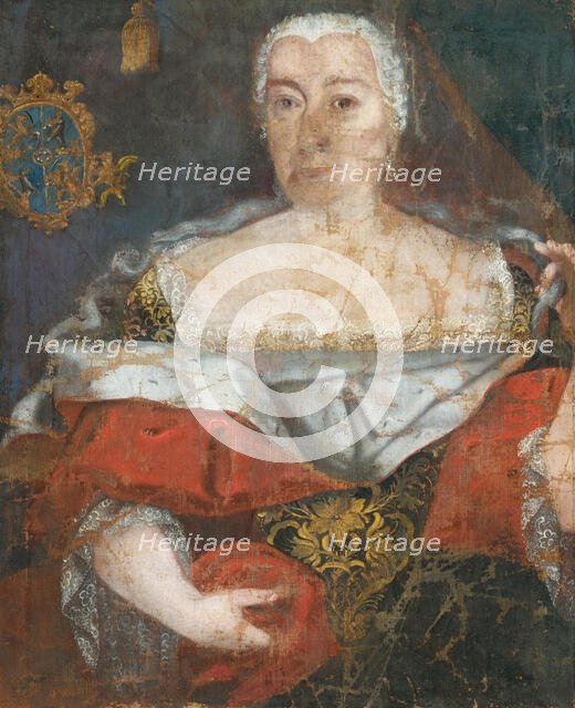 Portrait of a Zemianka in a Brocaded Cloak, 1740. Creator: Unknown.